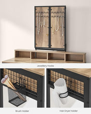 Vanity Dressing Table with Mirror and Padded Stool for Bedroom and Makeup by Vasagle