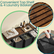 Laundry Sorter with 4 Removable Pull Out Bags for Clothes and Towels by Vasagle