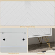 12 Pair Shoe Storage Cabinet With Chevron Detail and Elegant Design for Hallway White