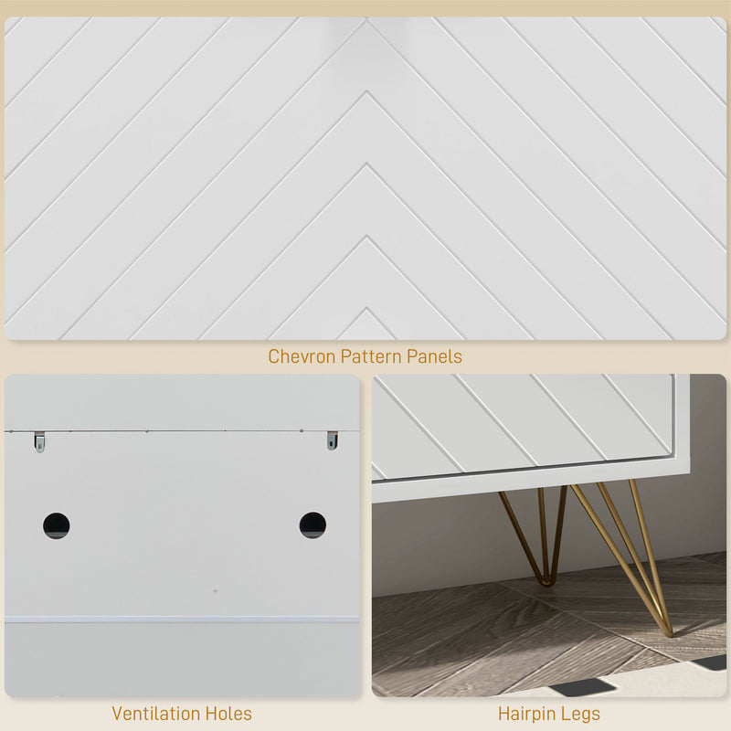 12 Pair Shoe Storage Cabinet With Chevron Detail and Elegant Design for Hallway White