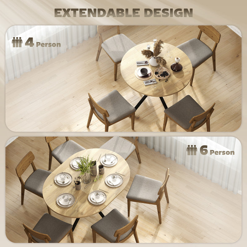 Extendable Dining Table for Flexible Family Meals with Easy Butterfly Leaf Natural Wood Black