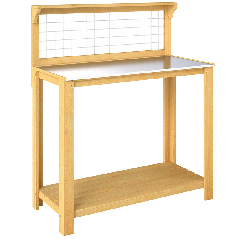 Outdoor Potting Bench with Aluminium Worktop and Shelves for Organised Gardening