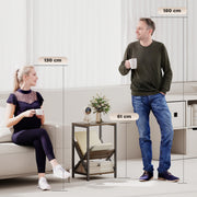 Narrow Side Table with 3 Tier Storage and Magazine Rack for Living Room or Bedroom Oak