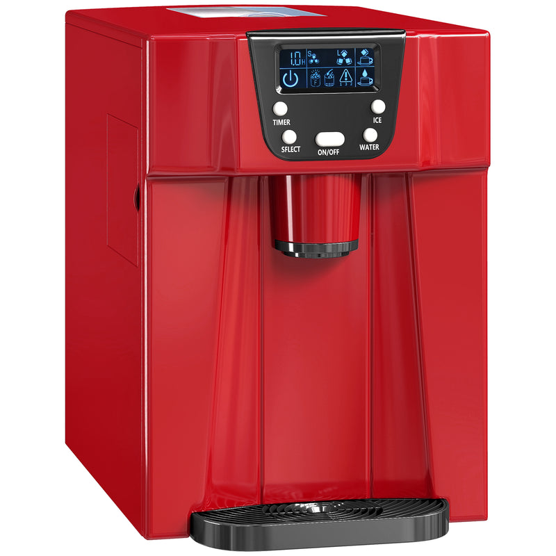 3L Ice Maker and Water Dispenser Produces 12kg Daily with Fast 9 Cube Cycles, Red