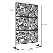 Black Metal Garden Privacy Screen With Leaf Design Ideal For Outdoor Spaces