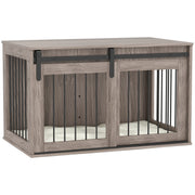 Large Dog Crate Furniture With Removable Cushion Doubles As Side Table, Brown