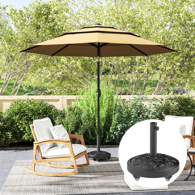 21kg Parasol Base with Wheels for Secure Garden Umbrella Support and Easy Movement Black Outsunny