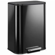 Homcom 50L kitchen pedal bin in high gloss black with lid closed, studio shot