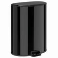 Black 50L kitchen pedal bin with foot pedal on a white background