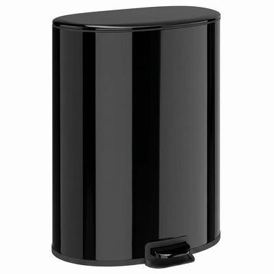 Black 50L kitchen pedal bin with foot pedal on a white background