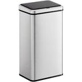 Homcom 50L silver stainless steel sensor kitchen bin with closed soft-close lid