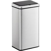 Homcom 50L silver stainless steel sensor kitchen bin with closed soft-close lid