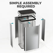 Exploded assembly view of the sensor bin's lid, inner bucket and outer panels
