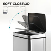 Sensor bin lid closing softly and quietly without banging