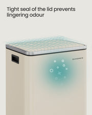 Close-up of the sealed lid edge that prevents odour from escaping