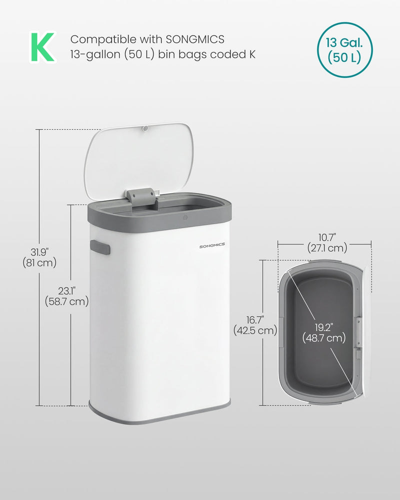 Dimensions diagram showing 42.5cm width, 27.1cm depth, 58.7cm height with lid closed and 81cm with lid open