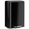 Black 50L steel pedal bin with silver foot pedal on a white background