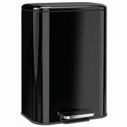 Black 50L steel pedal bin with silver foot pedal on a white background