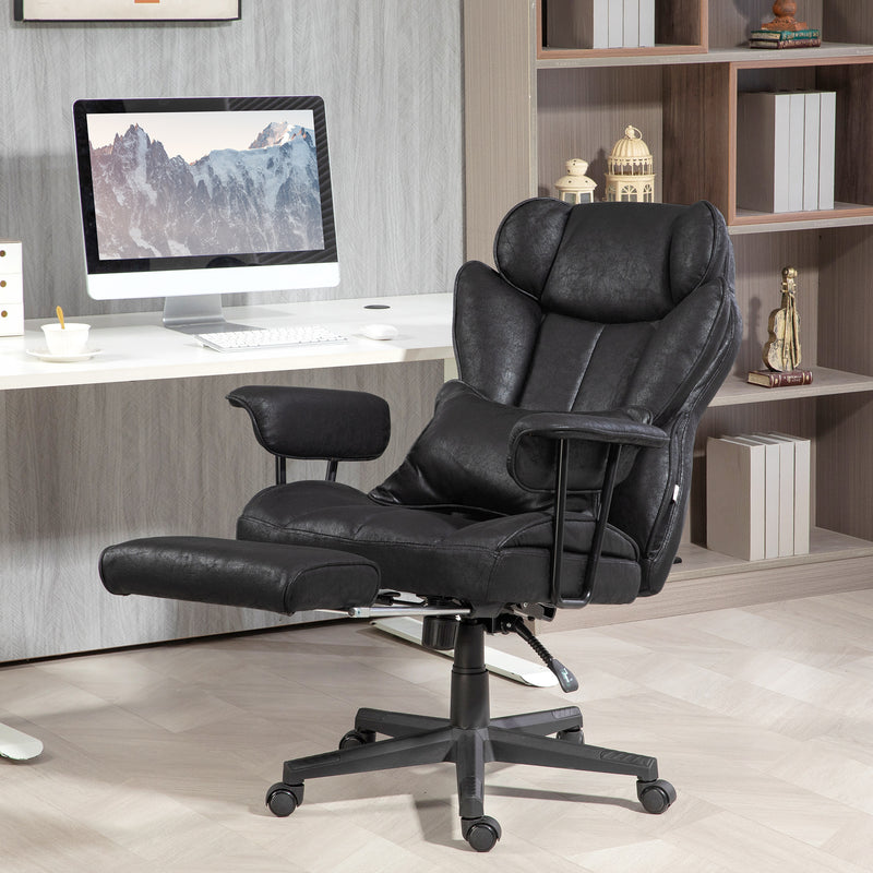 Ergonomic Executive Office Chair With Footrest Lumbar Support And Recline Function, Black