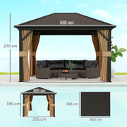 3.6 x 3m Aluminium Hardtop Garden Gazebo with Curtains for Garden and Patio by Outsunny