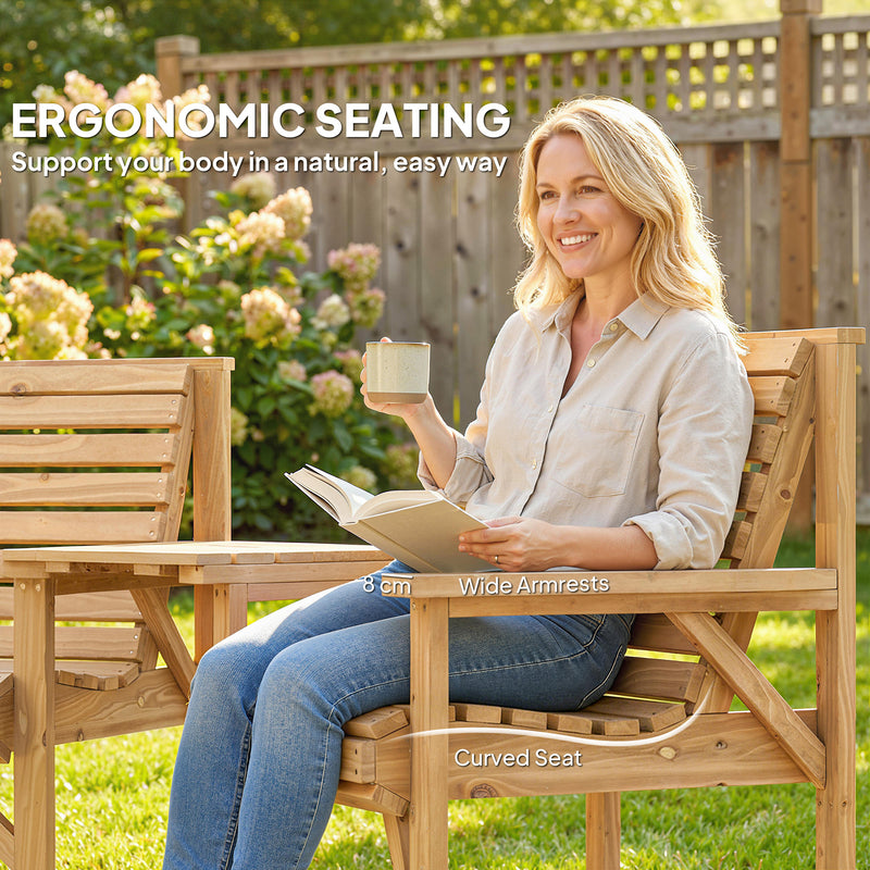 Wooden Garden Furniture Set with Bench Chair and Table for Flexible Outdoor Seating Outsunny