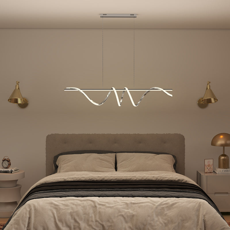 Modern Pendant Ceiling Light with Adjustable Colour Temperatures for Home Lighting Silver AOSOM