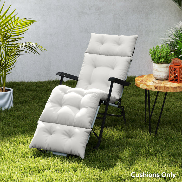 Light Grey Sun Lounger Cushion 190x56x10cm Thick Garden Chair Pad with UPF20+ Fabric by Outsunny