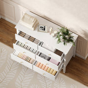White 6 Drawer Chest of Drawers With Fluted Drawer Fronts and Gold Knobs - 100x40x78cm Homcom