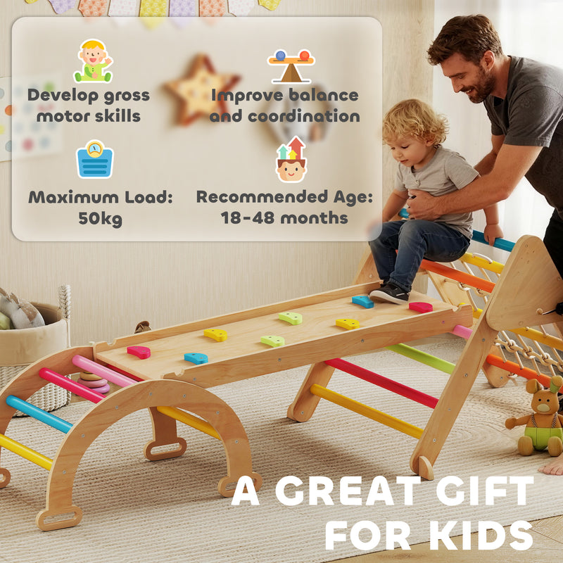 8 in 1 Toddler Climbing Frame with Slide Arch and Ladder for Indoor Play Multicolour AOSOM