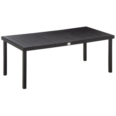 Large 8 Seater Garden Dining Table with Faux Wood Top for Patio or Outdoor Use, Black Outsunny