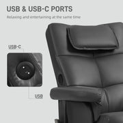 Black Faux Leather Massage Recliner Chair with Storage Ottoman by HOMCOM