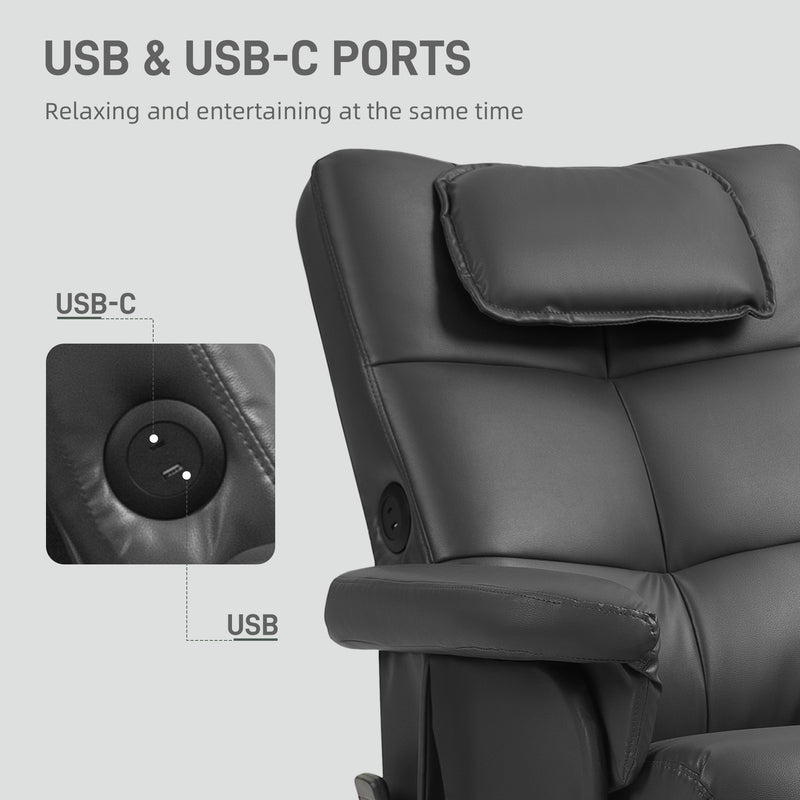 Black Faux Leather Massage Recliner Chair with Storage Ottoman by HOMCOM