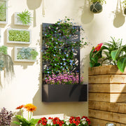 Black Outdoor Metal Planter With Trellis Ideal For Climbing Plants And Garden Display