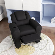 Black Kids Recliner Chair with Adjustable Backrest Footrest and PU Leather by Homcom