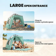 Pop Up Beach Tent for Quick Sun and Wind Protection with Mesh Windows Green Outsunny