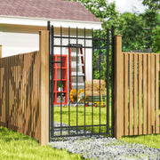 Black Galvanised Steel Garden Gate with Lock and Classic Finials 105 x 204 cm