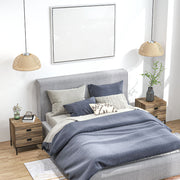 Set of 2 Retro Bedside Tables with 2 Drawers and Metal Frame for Bedroom Coffee