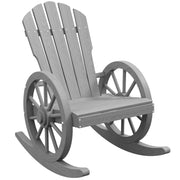 Grey Wooden Adirondack Rocking Chair Reclining Garden Armchair by Outsunny