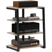 HiFi Stand with Four Open Storage Shelves Ideal for Media and Equipment Organisation Grey