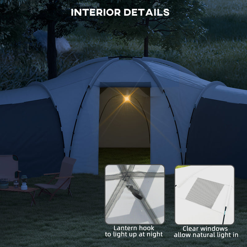 Large Family Camping Tent with Three Bedrooms and Living Room for Group Trips Dark Grey
