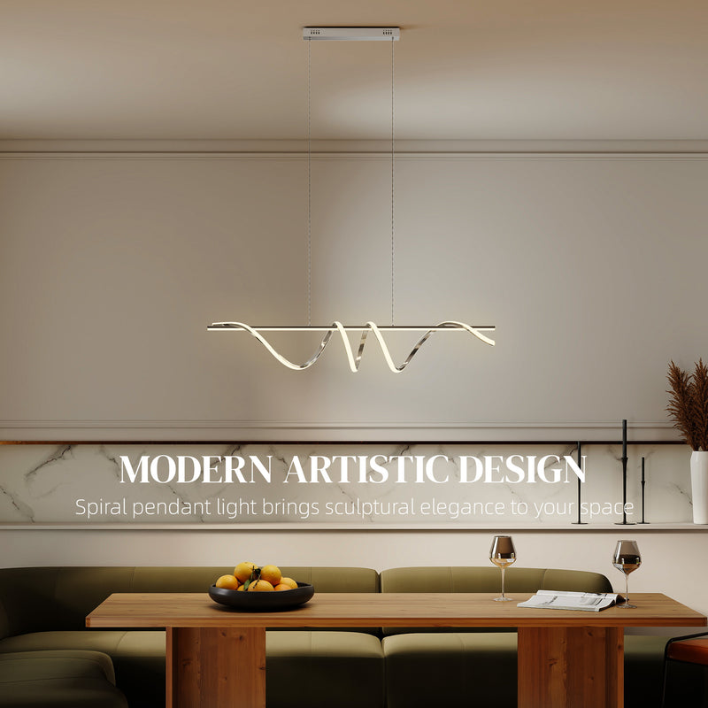 Modern Pendant Ceiling Light with Adjustable Colour Temperatures for Home Lighting Silver AOSOM