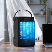 Portable Air Conditioner and Fan with Humidifier and LED Light for Bedrooms or Offices Black AOSOM