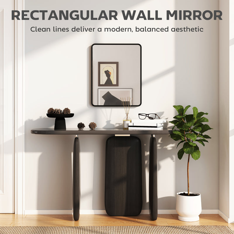 Rectangular Wall Mirror With HD Glass For Hallway Or Bedroom Decoration Black