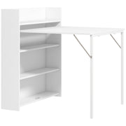 Folding Dining Table with Shelves for Small Spaces Seats 3 White Homcom