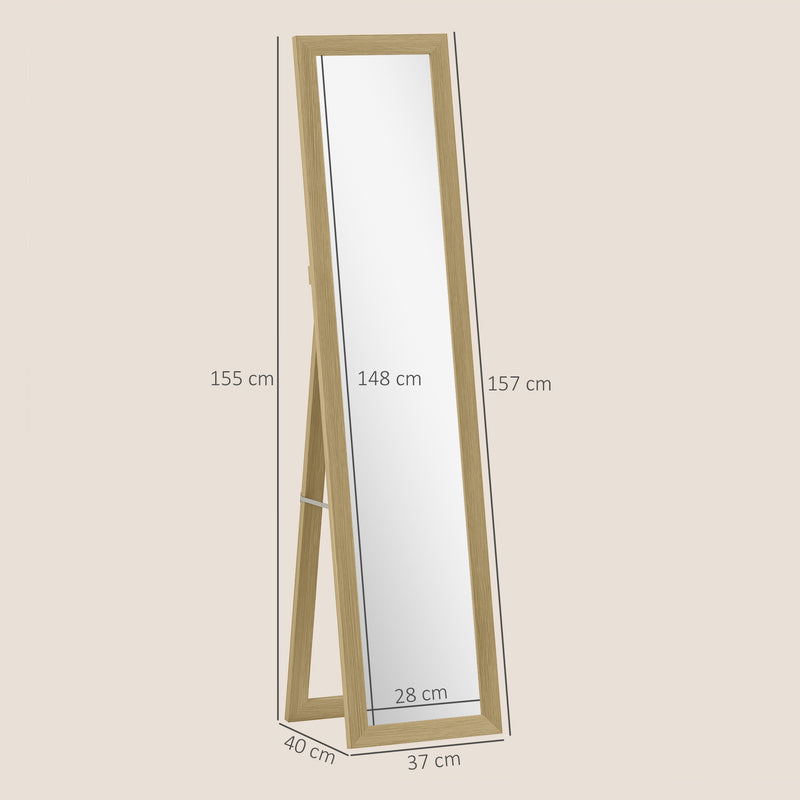 Full Length Leaning Wall Mirror 37 x 157 cm Ideal for Bedroom or Hallway Natural