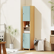 Bathroom Storage Cabinet With Adjustable Shelves and Open Display for Organising, Green AOSOM