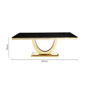 Dimensions diagram for the black faux marble dining table