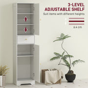 Tall Bathroom Storage Cabinet with Arched Double Doors and Shelves for Home, White