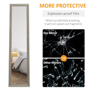Full Length Bedroom Mirror with Stand or Wall Mount and Shatter Resistant Glass Grey AOSOM