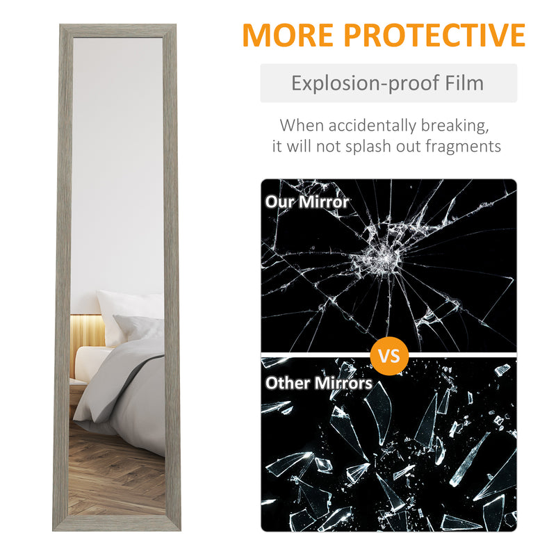Full Length Bedroom Mirror with Stand or Wall Mount and Shatter Resistant Glass Grey AOSOM